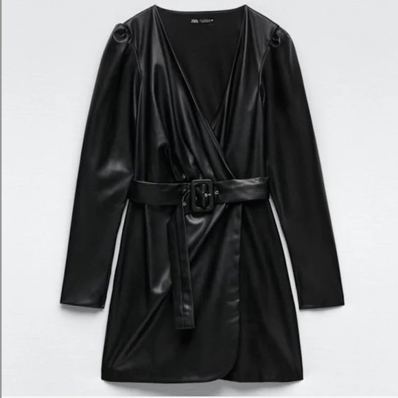 BLOGGER'S FAVE! Zara Belted Faux Leather Short Dress NWT - Picture 8 of 9
